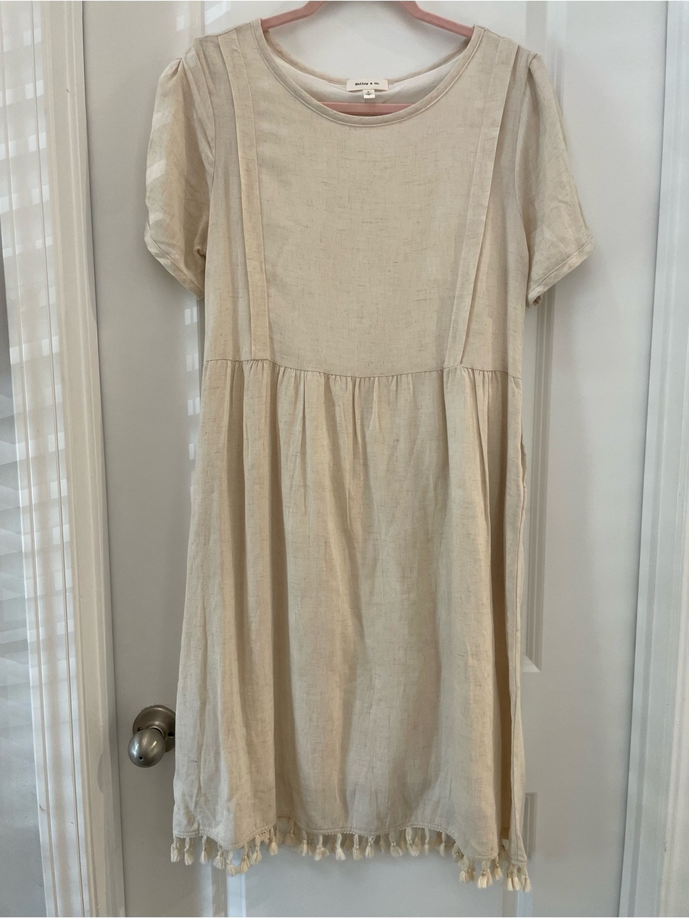 Cream Tassel-Hem Midi Dress